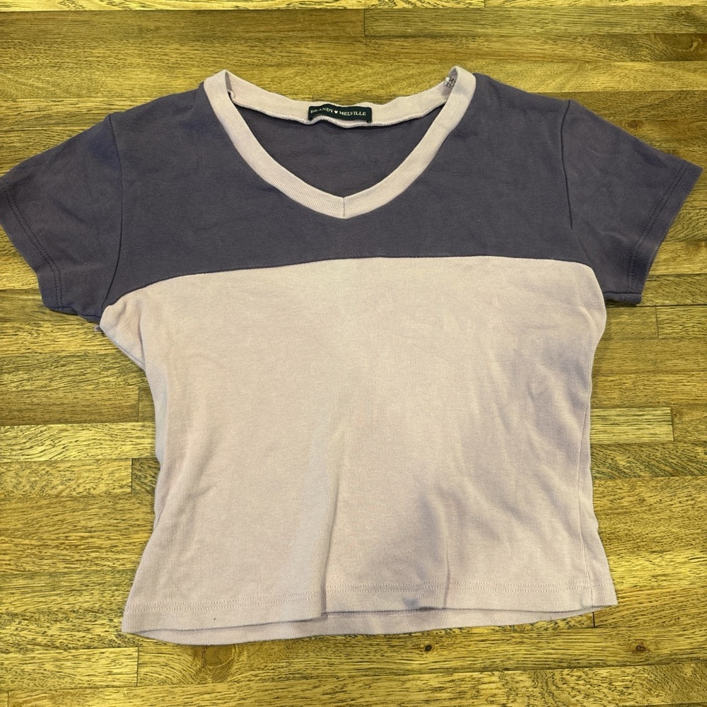 Two-Tone Purple Brandy V-Neck Women Top